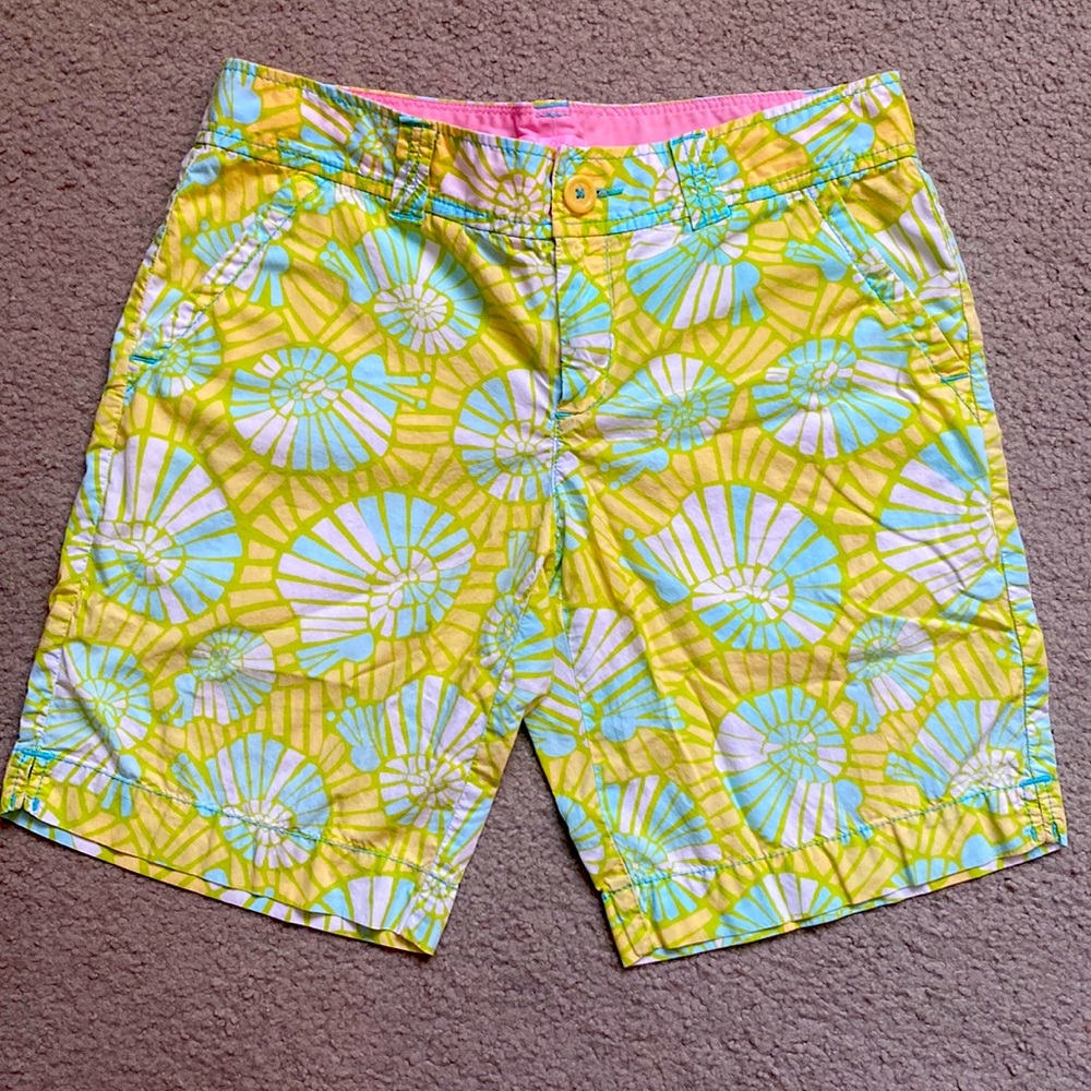 Lilly Pulitzer yellow and blue patterned shorts
